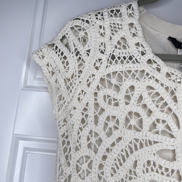 BCBG Maxazria Morton Gardenia Cream Crochet Top Size Small - Picture 4 of 8